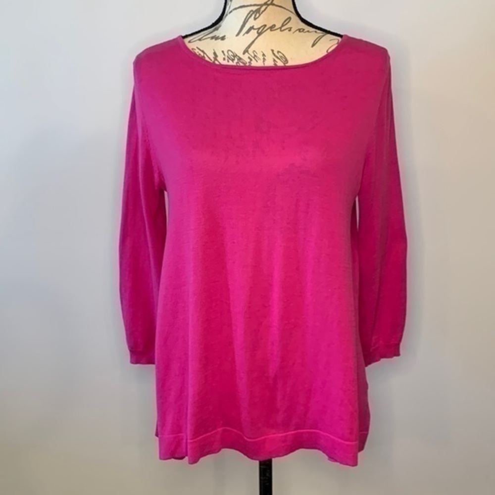 Garnet Hill bow detail silk/cotton sweater v-back small